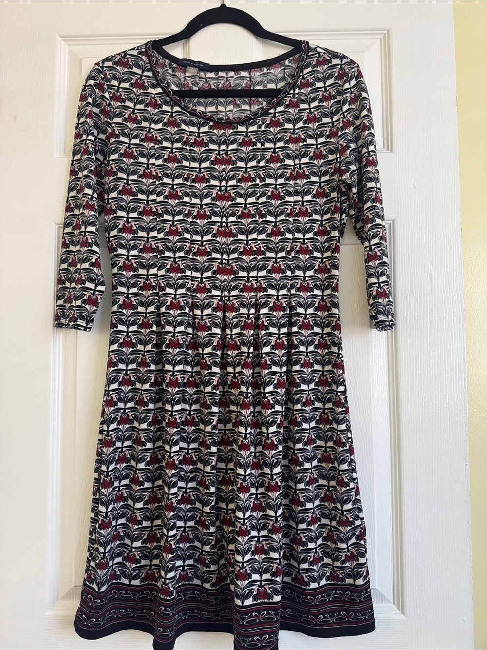 Tommy Hilfiger Black, White & Red Floral Fit-and-Flare Dress